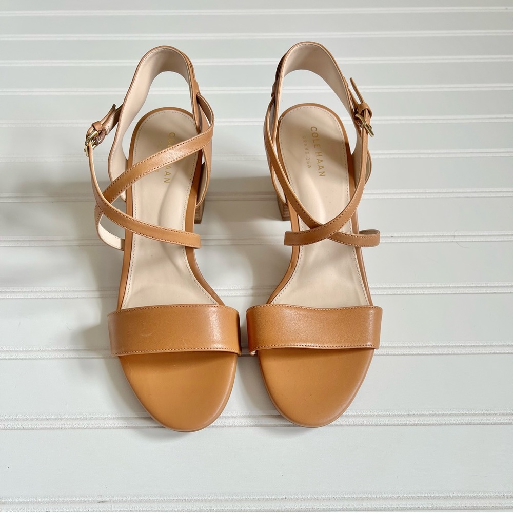 Available! Cole Haan Grand 360 Strappy Camel Block Heels 7.5